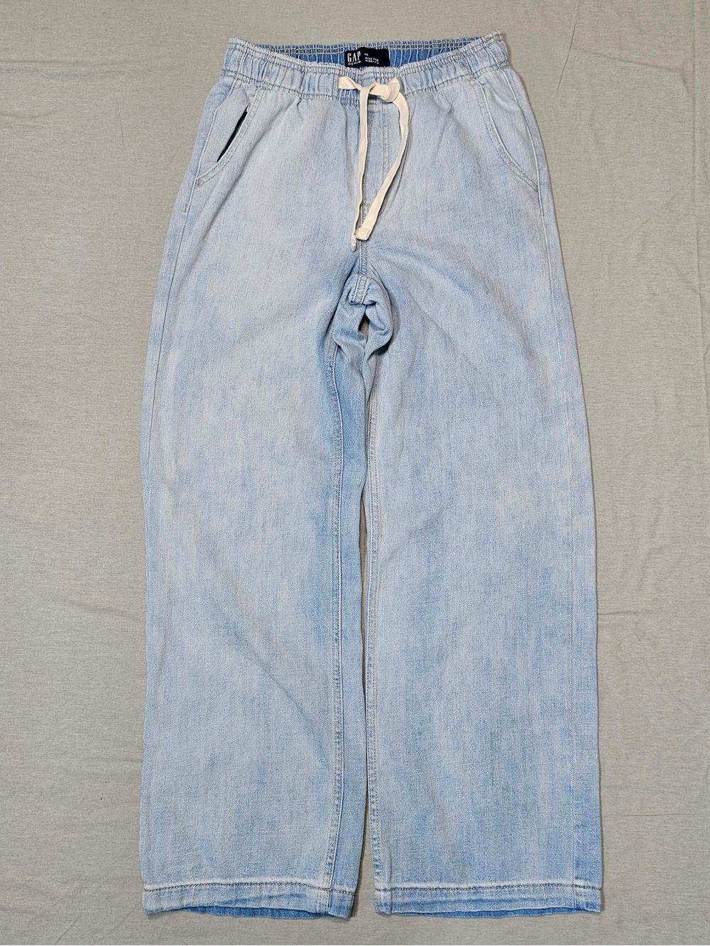 #390 GAP Denim High Rise Wide-Leg Pull-On Jeans XS – Light Wash Drawstring